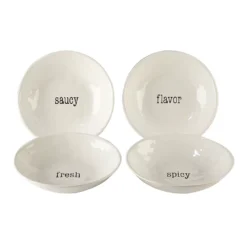 Certified International Just Words 4-piece Soup/Pasta Bowl Set