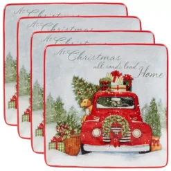 Certified International Home For Christmas 4-piece Dinner Plate Set