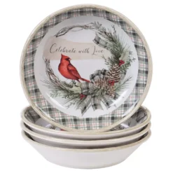 Certified International Holly & Ivy 4-pc. Soup / Pasta Bowl Set