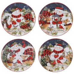 Certified International Magic Of Christmas Snowman 4-pc. Dessert Plate Set