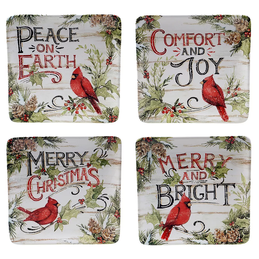 Certified International Evergreen Christmas 4-pc. Dessert Plate Set 1 Certified International Evergreen Christmas 4-pc. Dessert Plate Set