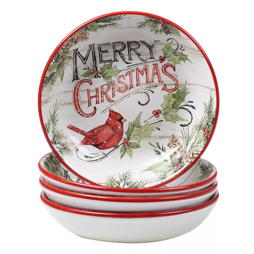 Certified International Evergreen Christmas 4-pc. Soup Bowl Set 1 Certified International Evergreen Christmas 4-pc. Soup Bowl Set