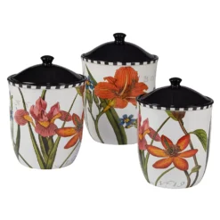 Certified International Botanical Floral 3-pc. Canister Set