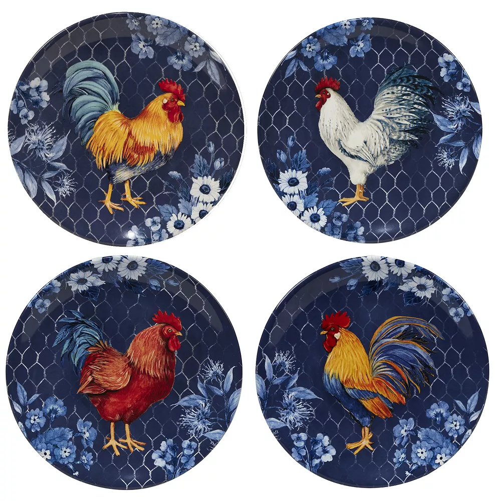 Certified International Indigo Rooster 4-pc. Salad Plate Set 1 Certified International Indigo Rooster 4-pc. Salad Plate Set