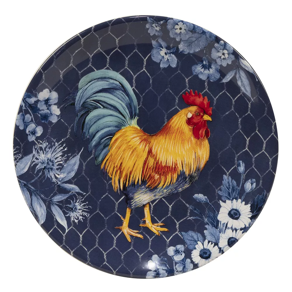 Certified International Indigo Rooster 4-pc. Salad Plate Set 3 Certified International Indigo Rooster 4-pc. Salad Plate Set - Image 3