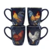 Certified International Indigo Rooster 4-pc. Mug Set