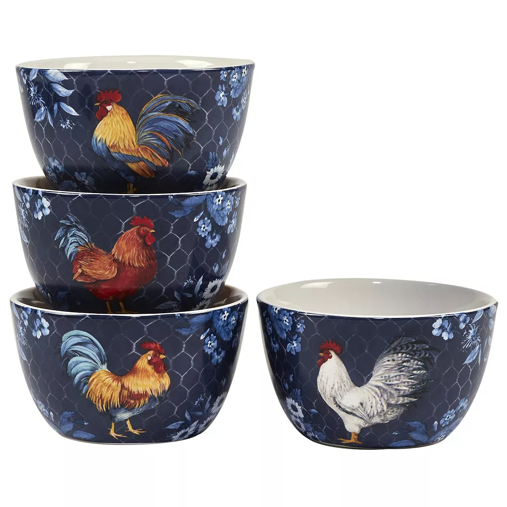 Certified International Indigo Rooster 4-pc. Ice Cream Bowl Set 1 Certified International Indigo Rooster 4-pc. Ice Cream Bowl Set