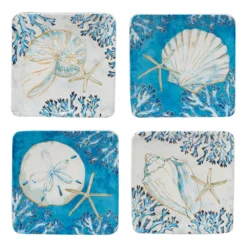 Certified International Playa Shells 4-pc. Canape Plate Set