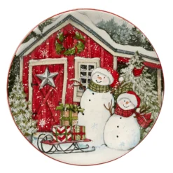 Certified International Snowman's Farmhouse 4-pc. Dessert Plate Set -tableware 5178445 ALT3