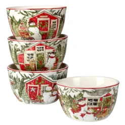 Certified International Snowman's Farmhouse 4-pc. Ice Cream Bowl Set