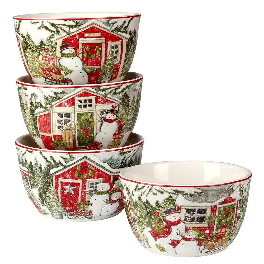 Certified International Snowman's Farmhouse 4-pc. Ice Cream Bowl Set 1 Certified International Snowman's Farmhouse 4-pc. Ice Cream Bowl Set