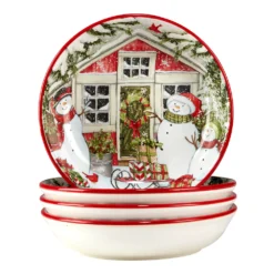 Certified International Snowman's Farmhouse 4-pc. Soup Bowl Set