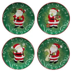 Certified International Holiday Magic Santa 4-pc. Dessert Plate Set