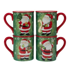 Certified International Holiday Magic Santa 4-pc. Mug Set