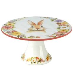 Certified International Easter Garden Pedestal Cake Plate