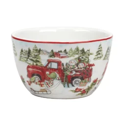 Certified International Red Truck Snowman 4-pc. Ice Cream Bowl Set -tableware 5829254 ALT3