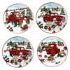 Certified International Red Truck Snowman 4-pc. Canape Plate Set