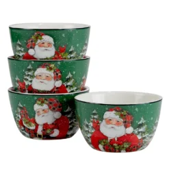 Certified International Christmas Lodge Santa 4-pc. Ice Cream Bowl Set