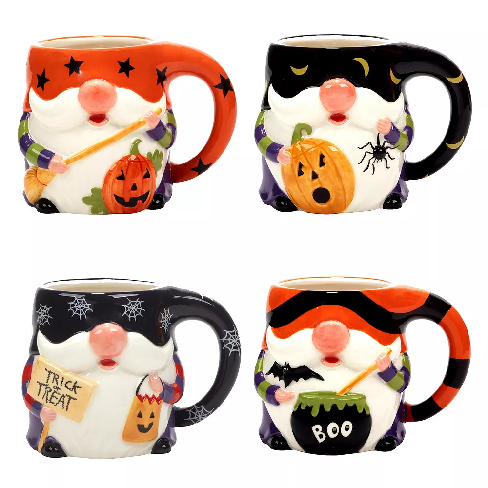 Certified International Halloween Gnomes 4-pc. 3D Mug Set 1 Certified International Halloween Gnomes 4-pc. 3D Mug Set