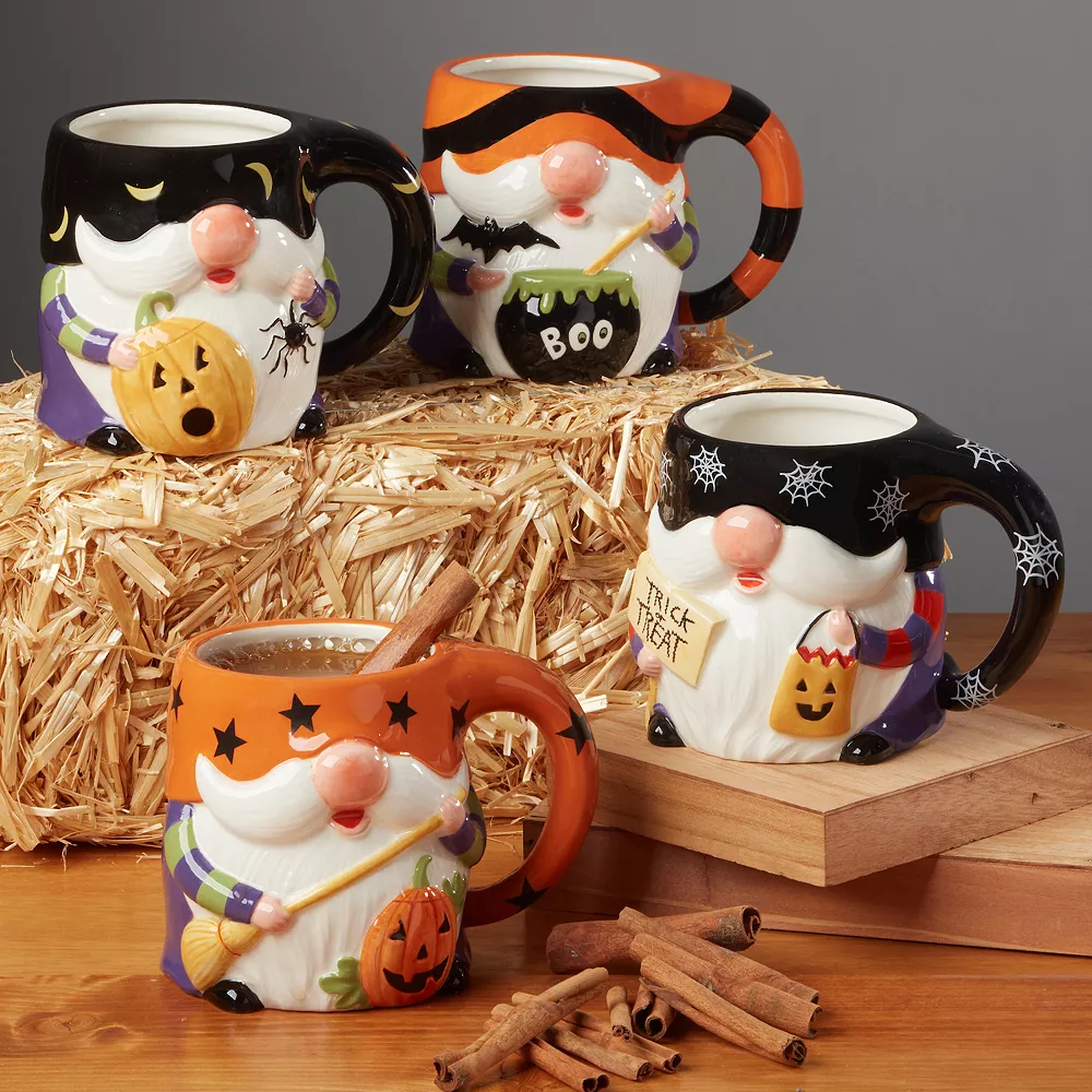 Certified International Halloween Gnomes 4-pc. 3D Mug Set 2 Certified International Halloween Gnomes 4-pc. 3D Mug Set - Image 2