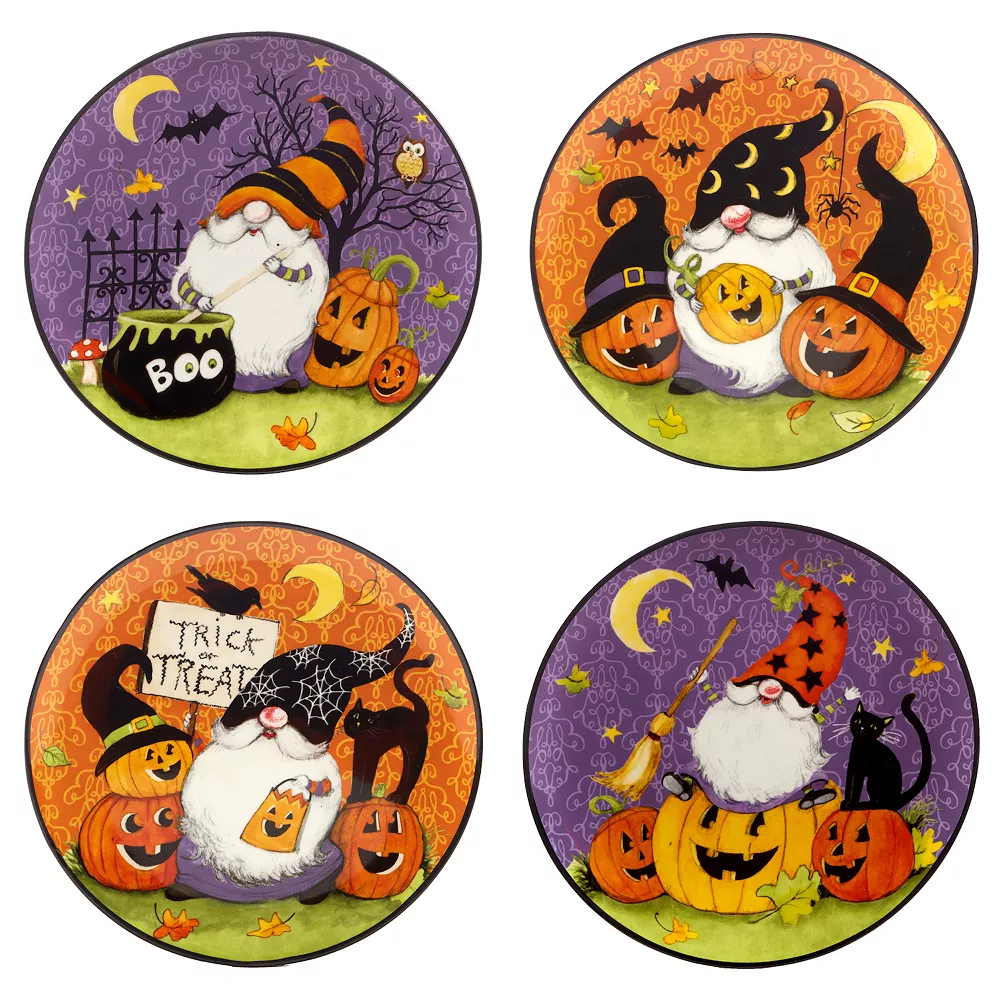 Certified International Halloween Gnomes 4-pc. Dessert Plate Set 1 Certified International Halloween Gnomes 4-pc. Dessert Plate Set