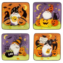 Certified International Halloween Gnomes 4-pc. Canape Plate Set