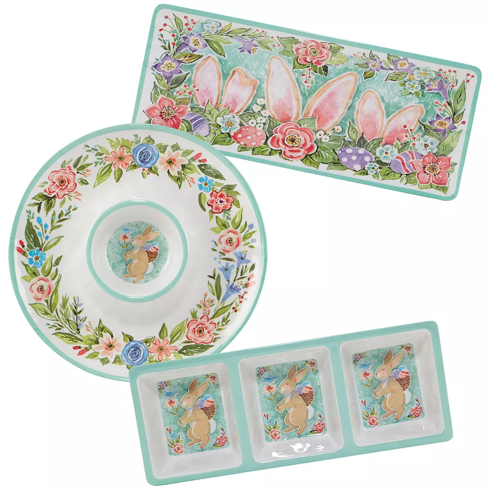 Certified International Joy Of Easter 3-pc. Melamine Hostess Set 1 Certified International Joy Of Easter 3-pc. Melamine Hostess Set