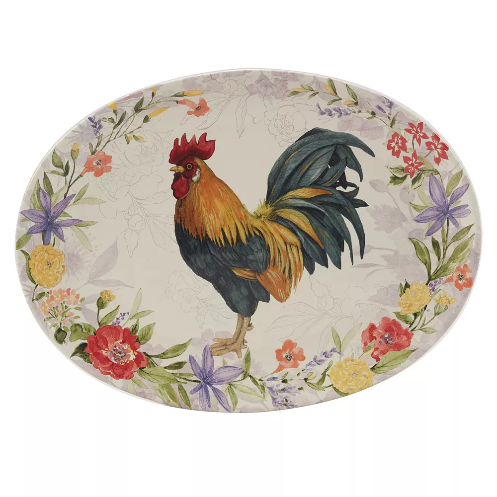Certified International Floral Rooster Oval Platter 1 Certified International Floral Rooster Oval Platter