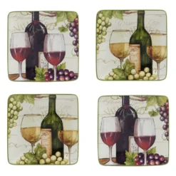 Certified International Meadow Brook Vineyard 4-pc. Canape Plate Set