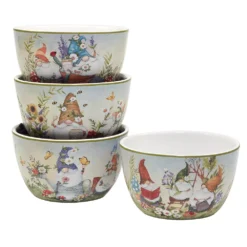 Certified International Garden Gnomes 4-pc. Ice Cream Bowl Set
