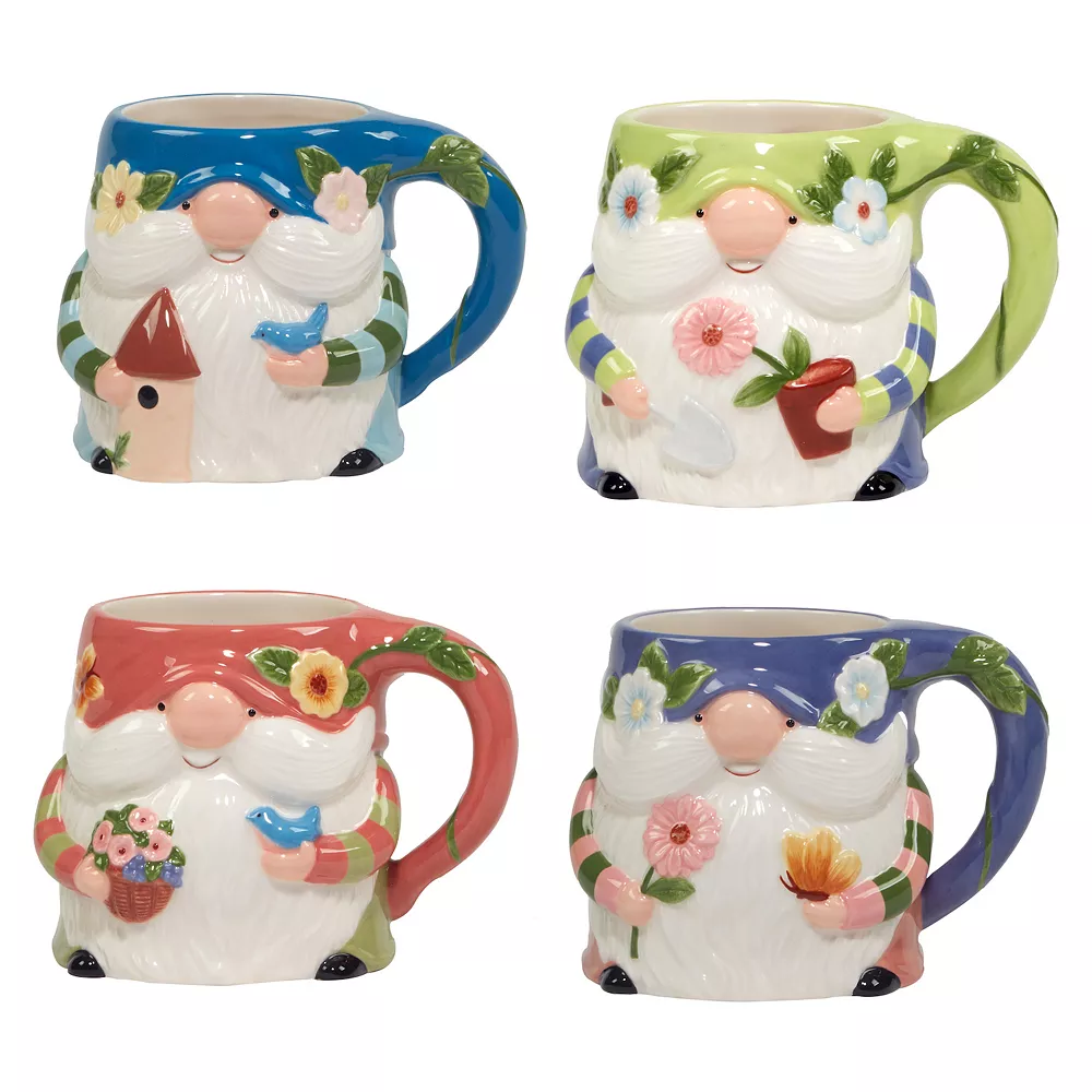 Certified International Garden Gnomes 4-pc. 3D Mug Set 1 Certified International Garden Gnomes 4-pc. 3D Mug Set
