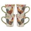 Certified International Floral Rooster 4-pc. Mug Set