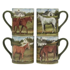 Certified International York Stables 4-pc. Mug Set