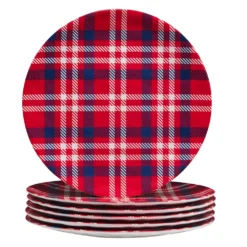 Certified International Patriotic Plaid 6-pc. Melamine Dinner Plate Set