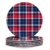 Certified International Patriotic Plaid 6-pc. Melamine Salad Plate Set