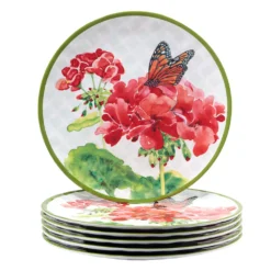 Certified International Geraniums 6-pc. Melamine Dinner Plate Set