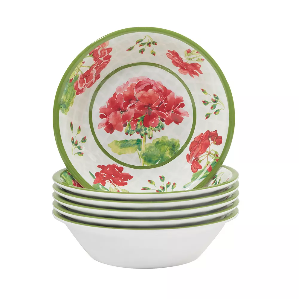 Certified International Geraniums 6-pc. Melamine All-Purpose Bowl Set 1 Certified International Geraniums 6-pc. Melamine All-Purpose Bowl Set
