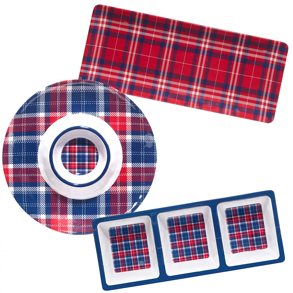 Certified International Patriotic Plaid 3-pc. Melamine Hostess Set 1 Certified International Patriotic Plaid 3-pc. Melamine Hostess Set