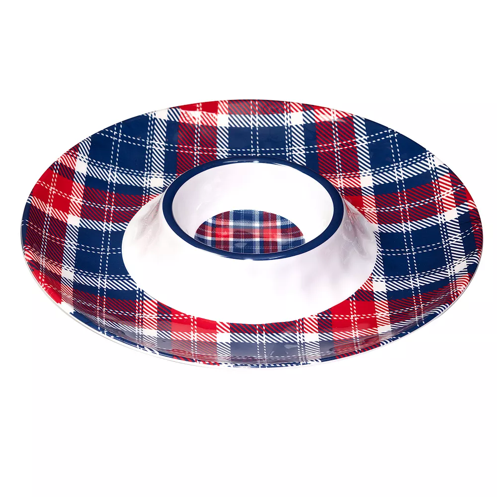 Certified International Patriotic Plaid 3-pc. Melamine Hostess Set 2 Certified International Patriotic Plaid 3-pc. Melamine Hostess Set - Image 2
