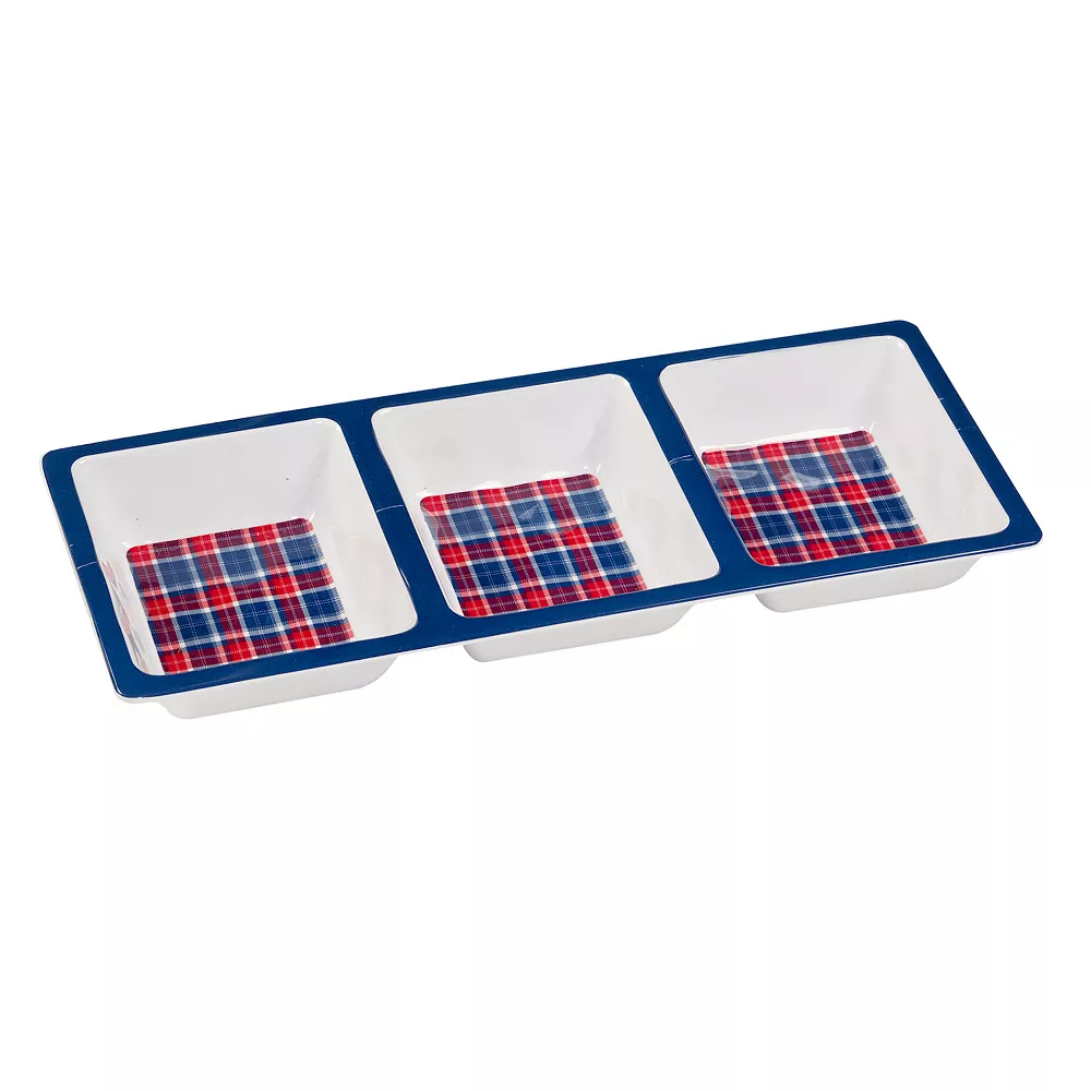 Certified International Patriotic Plaid 3-pc. Melamine Hostess Set 3 Certified International Patriotic Plaid 3-pc. Melamine Hostess Set - Image 3
