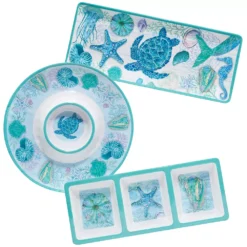 Certified International Serene Seas 3-pc. Melamine Hostess Set